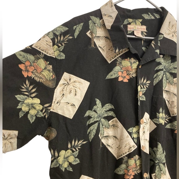 Island Outfitters Silk Blend Black Tropical Print Hawaiian Shirt, Size 2XLT - Picture 4 of 8